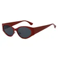 Gafas de sol ovaladas chic con montura roja y lentes gris oscuro de estilo retro - Montura Roja Lente Gris Oscuro
