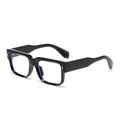 Retro square black frames with blue light blocking lenses and gold diamond rivets - Black Frame Clear Lenses