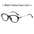 Occhiali cat eye con montatura nera, stanghette in metallo argento e lenti anti luce blu - Standard / Montatura nera standard lenti trasparenti