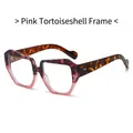 Pink tortoiseshell thick frame glasses with blue light blocking and pink gradient design - Pink Hawksbill Frame