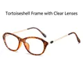 Occhiali da sole cat-eye vintage tartarugati con lenti trasparenti e stanghette d'oro - Standard / Montatura tartarugata regolare con lenti chiare (13% IVA inclusa)