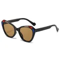 Cat eye sunglasses in black frame with tea lenses and colorful geometric accents - Regular / Standard (Incl. 13% VAT) Black Frame with Tea Lenses
