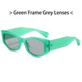 Gafas de sol ojo de gato elegantes con montura verde translúcida y lentes gris oscuro - Montura Verde Lente Gris