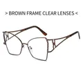 Lunettes œil de chat monture métallique marron et verres clairs au style vintage - Standard / Standard (TVA 13 % incluse) monture thé avec verres blancs