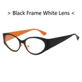 Fashionable black and orange cat-eye oval sunglasses with clear lenses for men and women - Regular / Standard Black Frame Clear Lenses