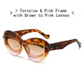 Gafas de sol ojo de gato con montura carey rosa y lentes degradadas rosa té - Marco de Leopardo Lentes Rosa Té