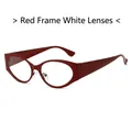 Retro deep red oval frame sunglasses with clear lenses for a vintage fashion look - Regular / Standard (Incl. 13% VAT) Red Frame with Clear Lenses