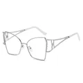 Lunettes papillon argentées chic avec strass brillants et verres clairs tendance - Standard / Standard monture argentée et verres clairs