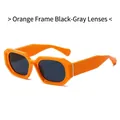 Occhiali da sole hip-hop con montatura geometrica arancione audace e lenti grigio scuro - Regolare / Montatura Arancione Lenti Grigie