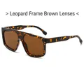 Occhiali da sole retrò oversize con montatura leopardata tartarugata e lenti tè - Montatura Leopardata / Lenti Tè