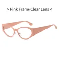 Chic pink oval sunglasses with clear lenses for a trendy retro fashion look - Regular / Standard Pink Frame with Clear Lenses