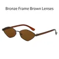 Occhiali da sole geometrici in metallo bronzo con lenti polarizzate color tè - Montatura Bronzo Lente Marrone