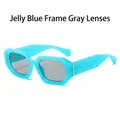 Occhiali da sole quadrati blu gelatina con lenti grigie e montatura spessa geometrica - Regolare / Montatura Blu Jelly Lenti Grigio Nero