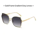 Modern gold frame sunglasses with gradient grey lenses and mesh detail on the sides - Gold Frame Gradient Grey Lens