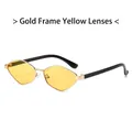 Modern metal sunglasses with gold frame and yellow polarized geometric lenses - Gold Frame Yellow Lenses