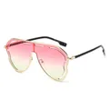 Lunettes de soleil bouclier avec monture dorée et verres dégradés rose-jaune - Monture Dorée Verres Rose Jaune