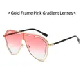 Lunettes de soleil irrégulières à monture dorée et verres roses dégradés pour femme - Monture Dorée Verres Dégradés Roses