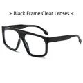 Oversized black frame glasses with clear blue light blocking lenses in a 45-degree view - Black Frame Clear Lenses