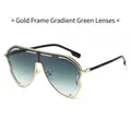 Lunettes de soleil à monture dorée avec verres dégradés verts et design oversize - Monture Dorée Verres Verts Dégradé