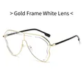 Lunettes de soleil géométriques oversize avec monture dorée et verres clairs - Monture Dorée Verres Blancs