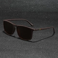 Classic polarized sunglasses with matte brown frames and green-red-green stripes on temple - Regular / Tea Frame Tea Lens