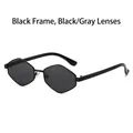 Irregular polygon sunglasses featuring a sleek black frame and dark grey polarized lenses - Black Frame Black Grey Lens
