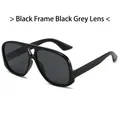 Lunettes de soleil aviateur oversize tendance avec monture noire et verres gris - Monture Noire Verres Noir Gris