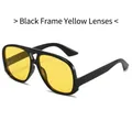 Lunettes aviateur tendance avec monture noire classique et verres jaunes éclatants - Monture Noire Verres Jaunes