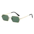 Lunettes de soleil rétro hexagonales monture dorée et verres vert foncé pour hommes femmes - Standard / Standard (incluant facture TVA 13 %) monture dorée verres vert foncé