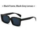 Retro square oversized sunglasses with thick black frames and dark grey lenses for fashion - Black Frame Black Grey Lens