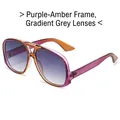Lunettes aviateur oversize avec monture dégradé prune et verres gris dégradé - Monture Thé Violet Verres Gris Dégradé