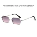 Lunettes de soleil hexagonales argentées avec verres dégradés gris-rose et monture - Standard / Standard (TVA 13 % incluse) monture argentée verres gris rose