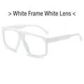 Futuristic white frame sunglasses with oversized clear lenses in a trendy bold design - White Frame White Lens