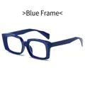Occhiali quadrati blu con montatura spessa e design retrò minimalista con aste larghe - Blu