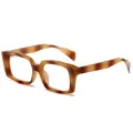 Vintage tortoiseshell square frame anti-blue light glasses with thick tortoise pattern - Leopard Print