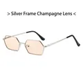 Lunettes de soleil hexagonales rétro avec monture argentée et verres couleur champagne - Standard / Monture argentée régulière avec verres champagne