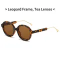Occhiali da sole tondi retrò con montatura leopardata in acetato e lenti tè - Montatura Leopardata / Lenti Tè