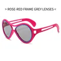 Children's cat eye sunglasses with rose red frame and grey lenses for party - Rose Red Frame Grey Lens
