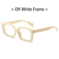Retro cream white square frame blue light blocking glasses with thick resin rims - Off White