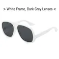 Fashionable oversized aviator sunglasses with white frames and dark grey lenses - Regular / White Frame Dark Grey Lens