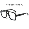 Classic double-bridge oversized black frame glasses with blue light blocking lenses - Black Frame