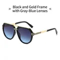 Pilot sunglasses with black and gold frame and grey blue gradient lenses - Regular / Black Gold Frame Grey Blue Lens