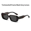 Vintage tortoiseshell square sunglasses with dark grey lenses and metal accents - Tortoiseshell Frame Black Grey Lens