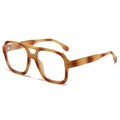 Retro tawny tortoise frame double bridge aviator glasses with clear lenses - Tea Frame