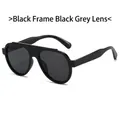 Gafas de sol aviador de gran tamaño con montura negra y lentes polarizadas gris oscuro - Montura Negra Lentes Gris Negro