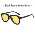 Gafas de sol de aviador retro de gran tamaño con montura negra y lentes amarillas - Régulier / Montura Negra Lentes Amarillas
