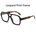 Retro tortoiseshell double bridge pilot eyeglasses with blue light blocking lenses - Leopard Frame