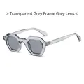 Polygonal transparent grey sunglasses with dark lenses and gold rivet accents - Translucent Grey Frame Grey Lens