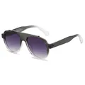 Gafas de sol de aviador modernas de gran tamaño en montura gris transparente y degradado - Marco Gris Transparente Lentes Grises Degradados