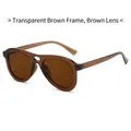 Retro pilot sunglasses with translucent tea frame and matching brown tinted lenses - Regular / Transparent Tea Frame Tea Lens